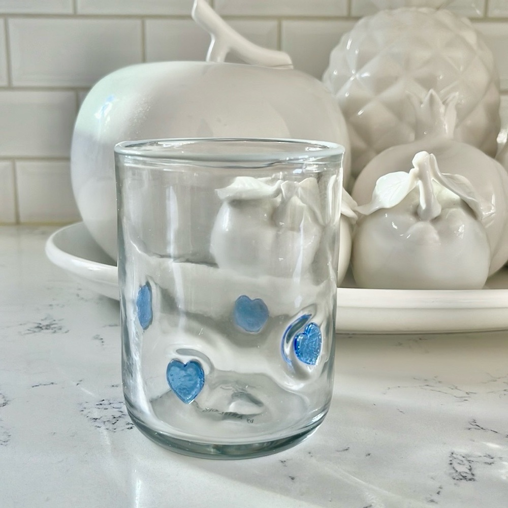 Anthropologie Icon Juice Glass Blue Heart RARE